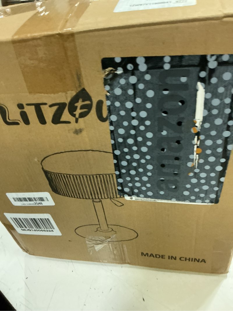 Condition photo showing New/Like New for litzfur adjustable vanity stool with storage, 360° swivel gold chair, velvet small round ottoman footrest for bathroom, makeup room, green velvet dark green gold base