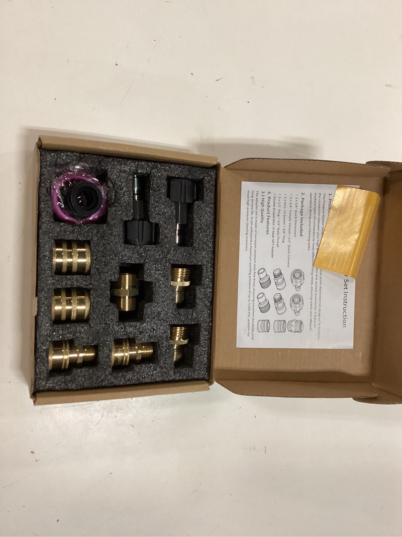 Condition photo showing New/Like New for hourleey pressure washer adapter set, quick disconnect kit with m22 metric male thread quick connector, m22 swivel to 3/8'' quick connect, 3/4" to quick release, m22 to m22 convert, 9 pack