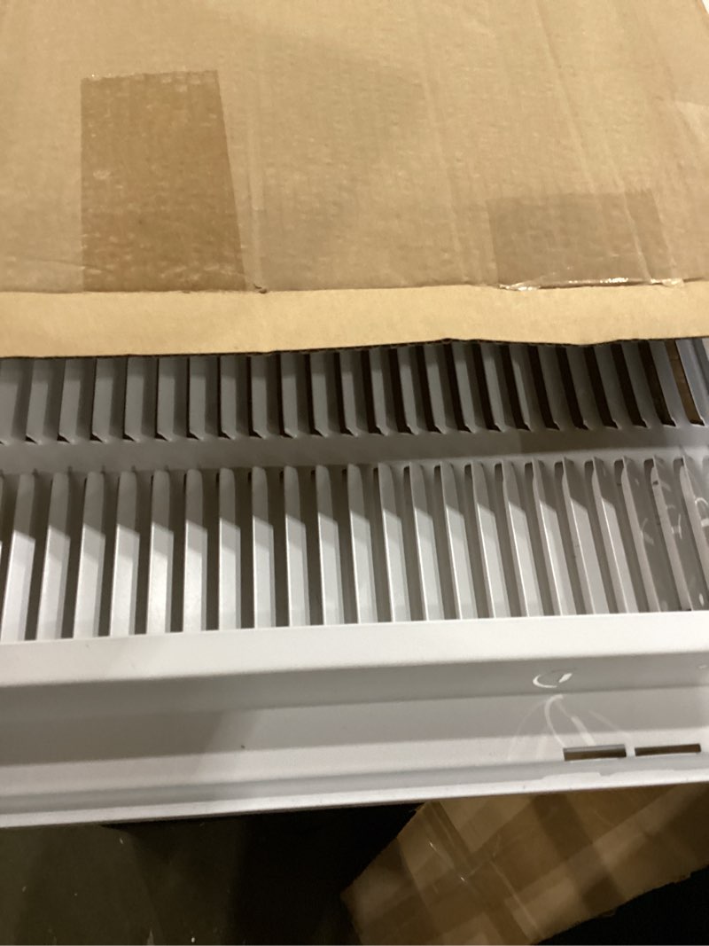 Condition photo showing New/Like New for ez-flo 16 x 16 inch (duct opening) return air vent cover for wall or ceiling, solid steel return air filter grille, hvac vent cover, white, 61654 16 in. x 16 in.