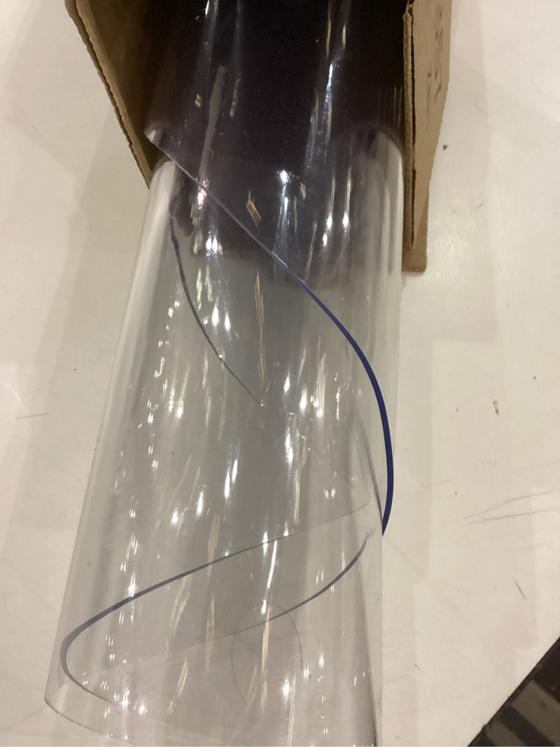 Condition photo showing Good Condition for ETECHMART Clear Round Table Cover Protector 48'', 2.0mm Thick Vinyl Waterproof Transparent Table Protector, Non-Slip Heat Resistant Clear Plastic Table Cover Protector for Coffee Table Hard Floor 2.0mm Clear Dia. 48 Inches (Round)