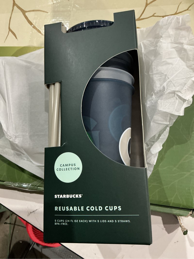 Condition photo showing Good Condition for starbucks georgia reusable cold cups with straw & lid campus