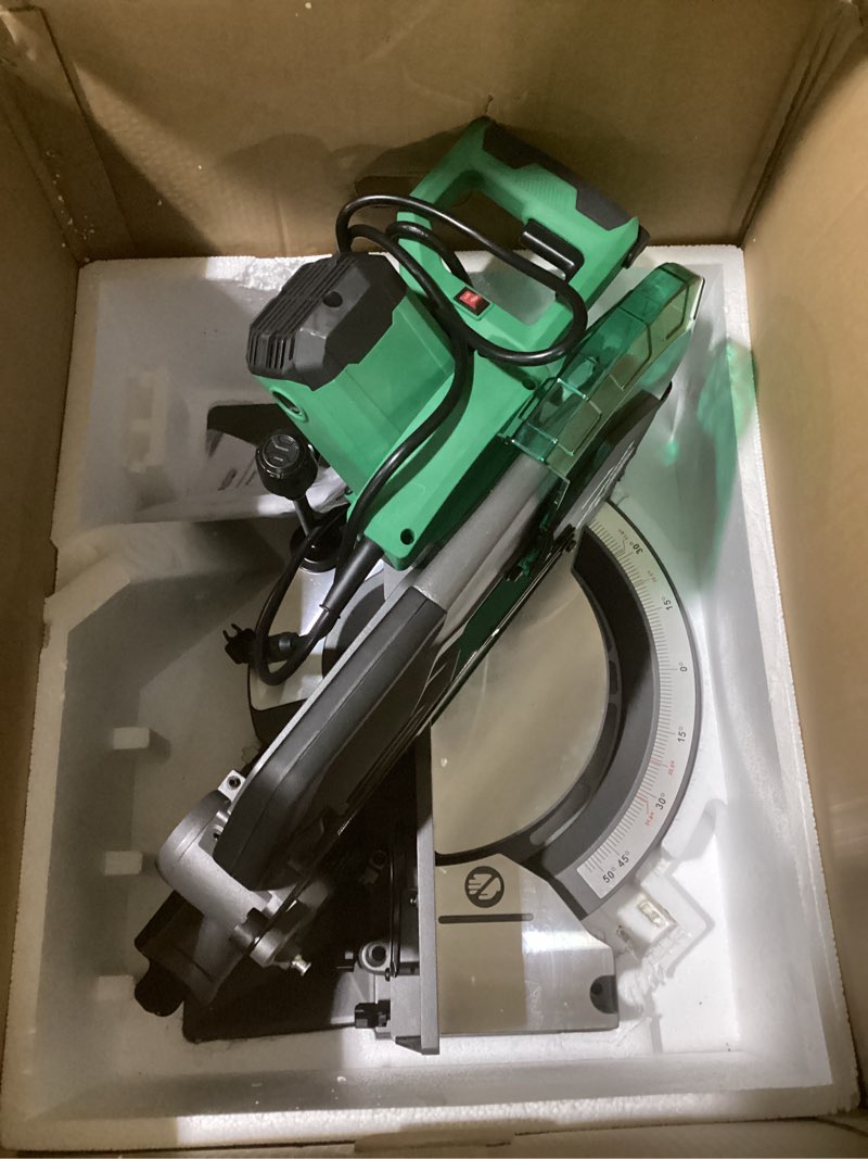 Condition photo showing As Is for (possibly used)metabo hpt 12-in 15-amp dual bevel compound corded miter saw with laser guide