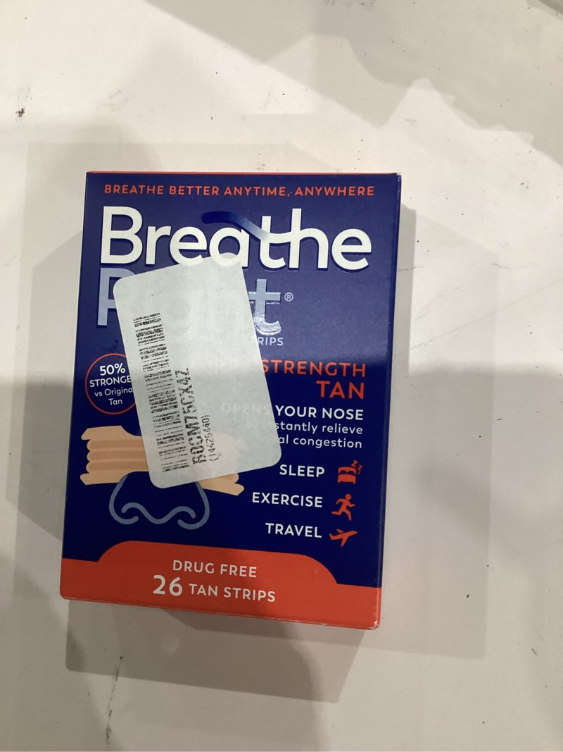 Condition photo showing New/Like New for Breathe Right Nasal Strips Extra Strength Tan Nasal Strips Help Stop Snoring Drug-Free Snoring Solution & Instant Nasal Congestion Relief Caused by Colds & Allergies 26ct