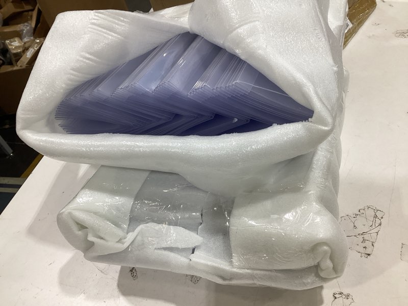 Condition photo showing As Is for vicenpal 100 pieces clear plastic name tent holders 11" x 4.25" acrylic name plate for desk pvc card tent holder desk sign frame for table office business conference meeting room school display stand 11" x 4.25" 100