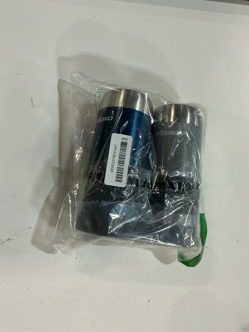 Condition photo showing New/Like New for Contigo Byron 2.0 Snapseal Insulated Stainless Steel Travel Mug with Grip 2-pack, 16oz, Blueberry Satin & Gold Morel Blueberry/Gold Morel 16oz (Pack of 2)
