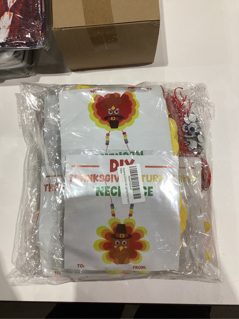 Condition photo showing New/Like New for Fall Thanksgiving Party Favors 24 Pack Thanksgiving Turkey Necklace Craft Kits for Kids Boys Girls, DIY Fall Thanksgiving Crafts for Classroom Prizes Family Activities Fall Thanksgiving Party Supplies Colorful-Style A