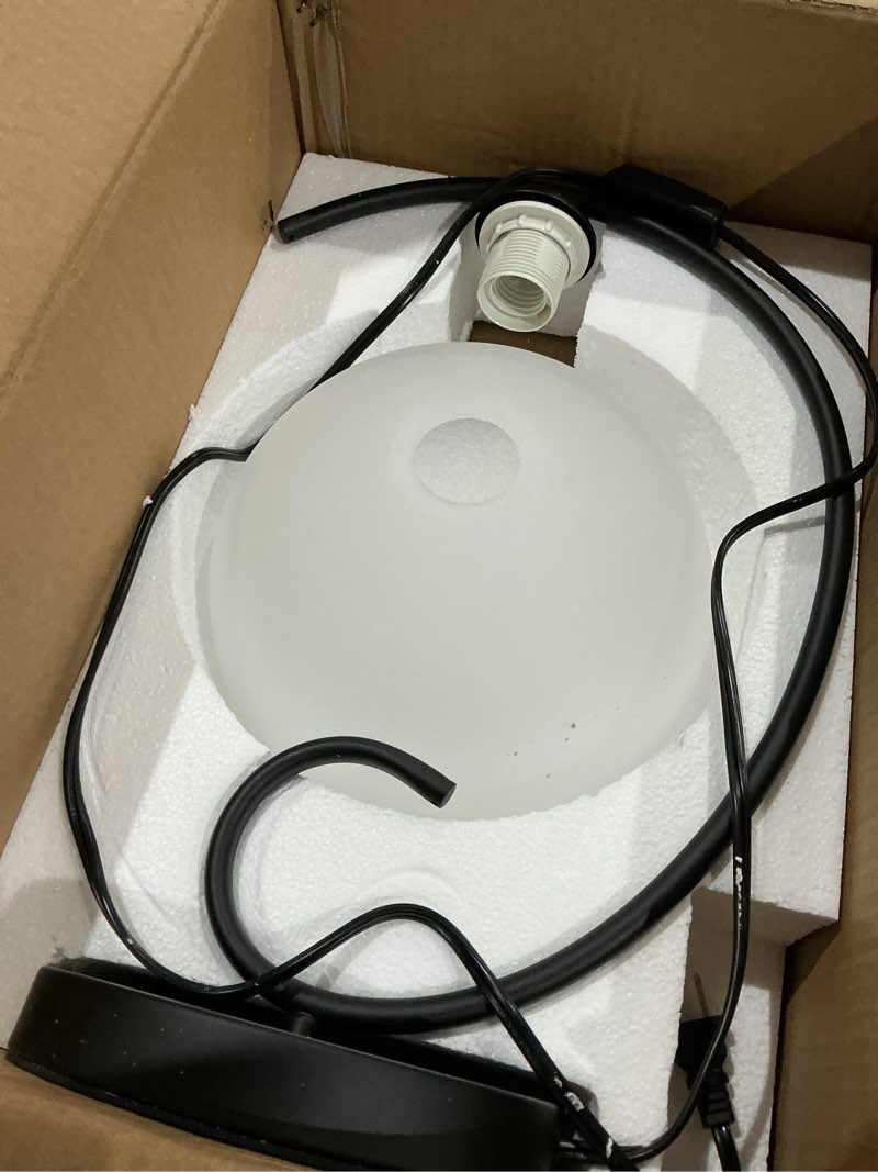 Condition photo showing As Is for modern table lamp for bedroom, 17.5" tall plug-in bedside lamp with frosted g...