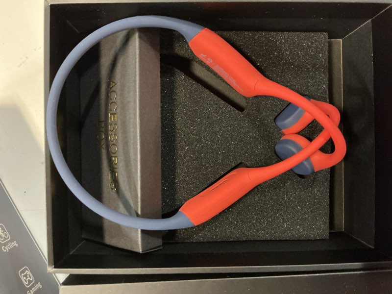 Condition photo showing Good Condition for full-coverage liquid silicone swimming headphones, ip68 waterproof underwater headphones, bluetooth 6.0&mp3 with 32gb memory card, soft/skin-comfortable open ear bone conduction swim earbuds(carrot