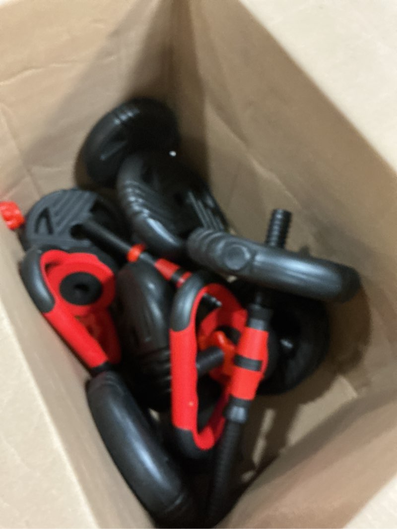 Condition photo showing Good Condition for adjustable dumbbell set, 10/20/30/45/70/90lbs, 5 in 1 multi-function dumbbells set converts to barbell & kettlebell, weight set for home gym workout, suitable for men/women strength training 30lb(15lb pair)