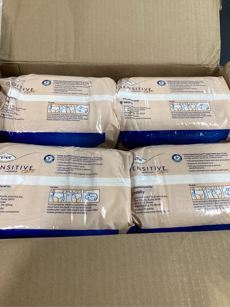 Condition photo showing New/Like New for tena sensitive care incontinence underwear for women, maximum absorbency, adult diapers, large (waist sizes 34in-44in), 80 count (4 packs of 20) large 80