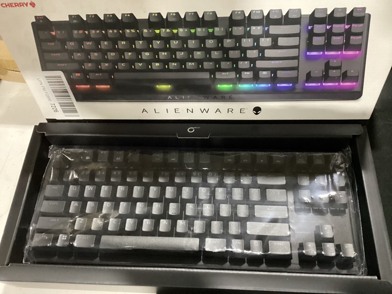 Condition photo showing New/Like New for alienware tenkeyless gaming keyboard - aw420k - dark side of the moon - wired, programmable, cherry mx red, usb, alienfx rgb / 16.8 million colours alienware tenkeyless gaming keyboard - aw420k dark side of the moon