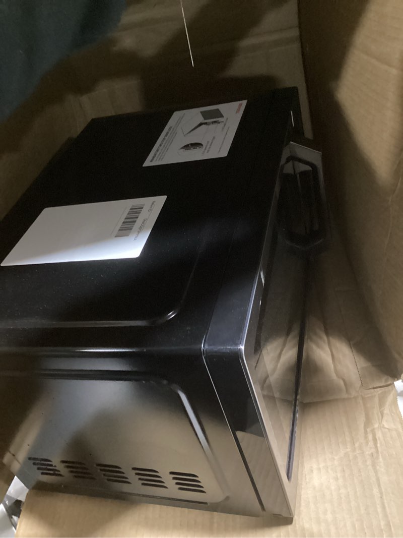 Condition photo showing Good Condition for toshiba ml-em09pa(bs) small microwave oven with 6 auto menus, mute function & child lock, led lighting, 0.9 cu ft, 10.6 inch removable turntable, 900w, countertop, black stainless steel advanced-0.9 cu ft-900w-black stainless steel