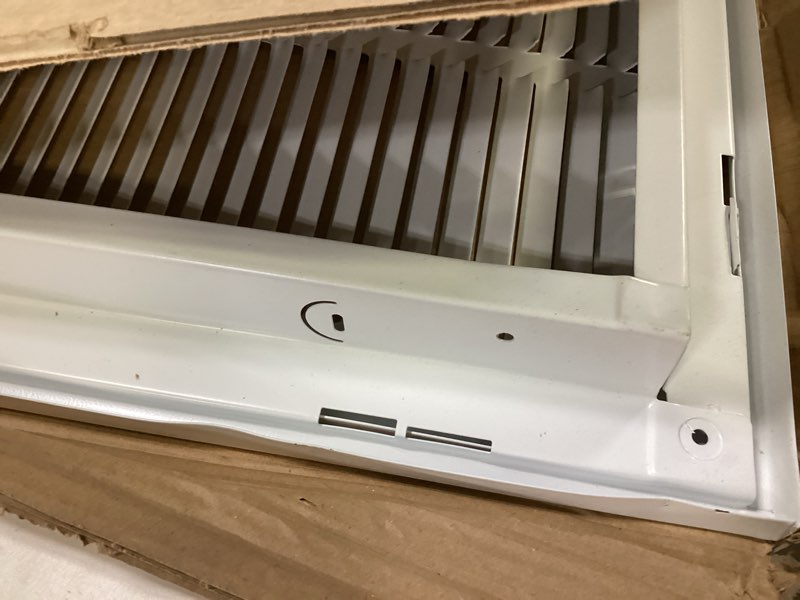 Condition photo showing As Is for EZ-FLO 20 x 25 Inch (Duct Opening) White Return Air Vent Cover for Wall or Ceiling, Solid Steel Return Air Grille, HVAC Air Return, 61633 20 in. x 25 in.