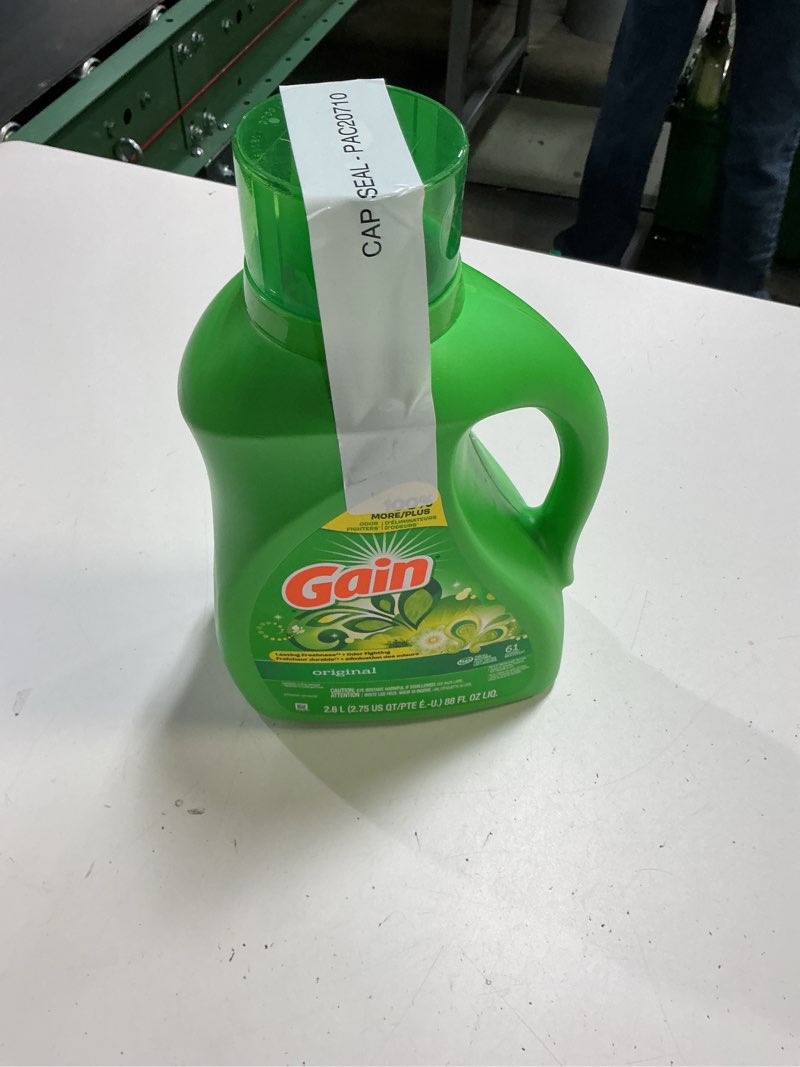 Condition photo showing New/Like New for gain liquid laundry detergent with odor defense, original scent, laundry soap for he washing machines, 81 fl oz, 61 loads (packaging may vary) 81 fl oz (pack of 1)