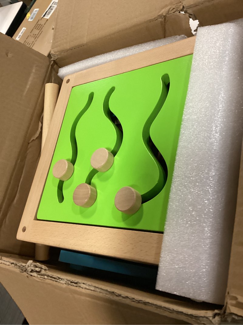 Condition photo showing Good Condition for 9-in-1 Wooden Activity Cube | Wooden Baby Walker, Sit-to-Stand Learning Walker Activity Center, Early Educational Push & Pull Toys for Baby Toddler Boys Girls, Height & Brake Adjustable Activity Cube Walker