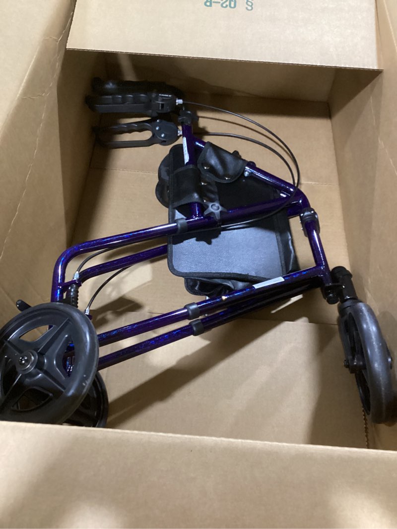 Condition photo showing Good Condition for Carex 3 Wheel Walker for Seniors, Foldable, Rollator Walker with Three Wheels, Three Wheel Rolling Walker Height Adjustable for Seniors, Blue, Trio, Folding