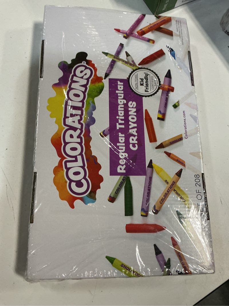 Condition photo showing New/Like New for Colorations Regular Size Triangular Crayon Class Pack, 16 Colors, 13 of Each, Set of 208, Easy to Hold & Grip, Toddler Crayons, Non Toxic Crayons, Kids Crayons, Bulk School Supplies, Triangle Crayons