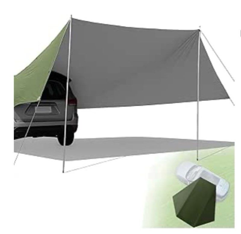 LHCDQSKCW SUV Tailgate Awning 14x16FT – Waterproof Car Camping Tarp, Truck Tent Sun Shelter, Outdoor