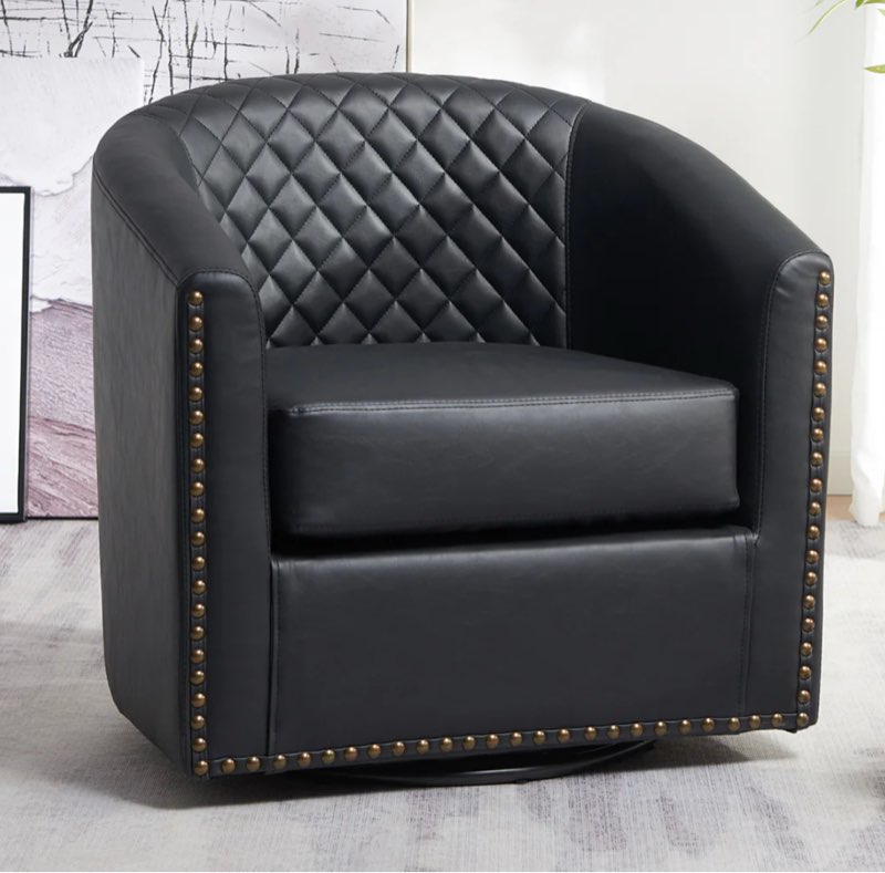 Logan Faux Leather Tufted Swivel Club Chair