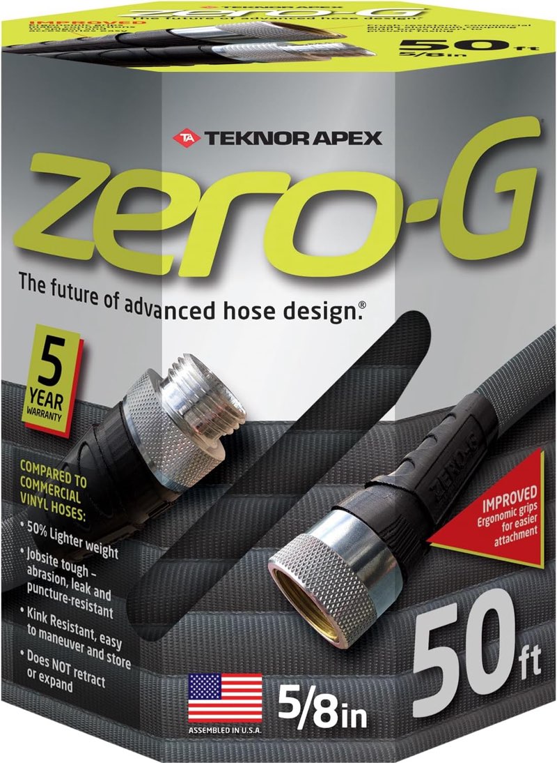 zero-G 4001-50 Lightweight, Ultra Flexible, Durable, Kink-Free Garden Hose, 5/8-Inch by 50-Feet,Black