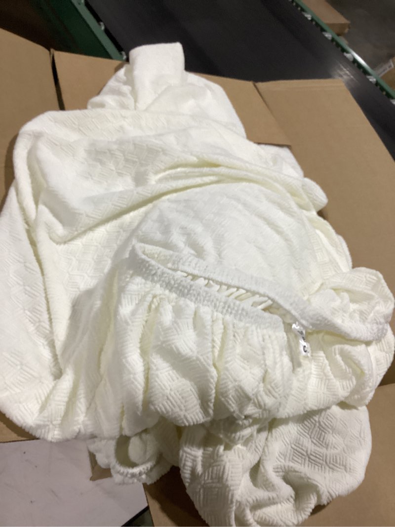 Condition photo showing Good Condition for similar to arfntevss sectional recliner couch covers velvet corner sectional sofa cover for reclining couch stretch soft l shape recliner slipcover thick u shaped washable protector (5 seat cover, cream) 5 seat cover cream