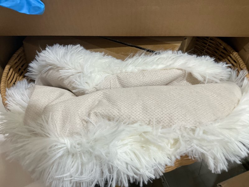 Condition photo showing As Is for petlovers cat desk bed - rattan elevated desk cat bed attachment with removable washable cushion, 360° swivel arm, secure clamp - keeps your cat close while you work or play