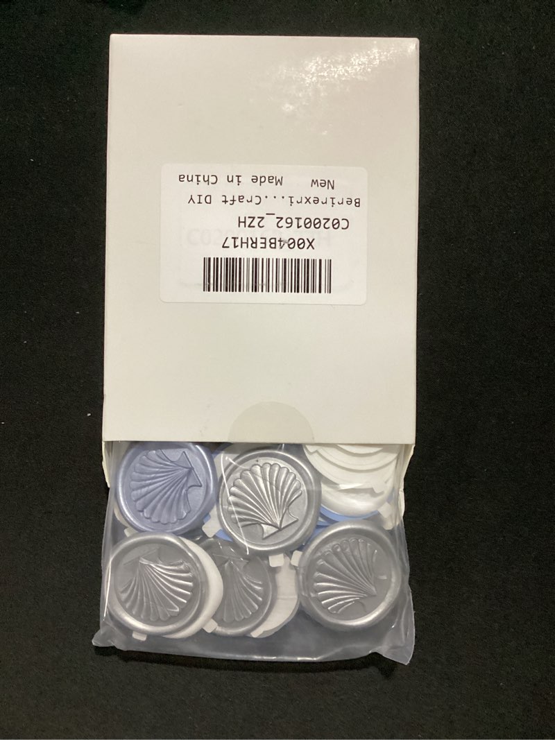 Condition photo showing New/Like New for sea shell seal stickers - 40 pcs shells ocean silver white wax seal stickers gray blue self adhesive envelope seals stickers wedding party invitation christmas birthday gift wrapping craft silver, white, gray blue, haze blue