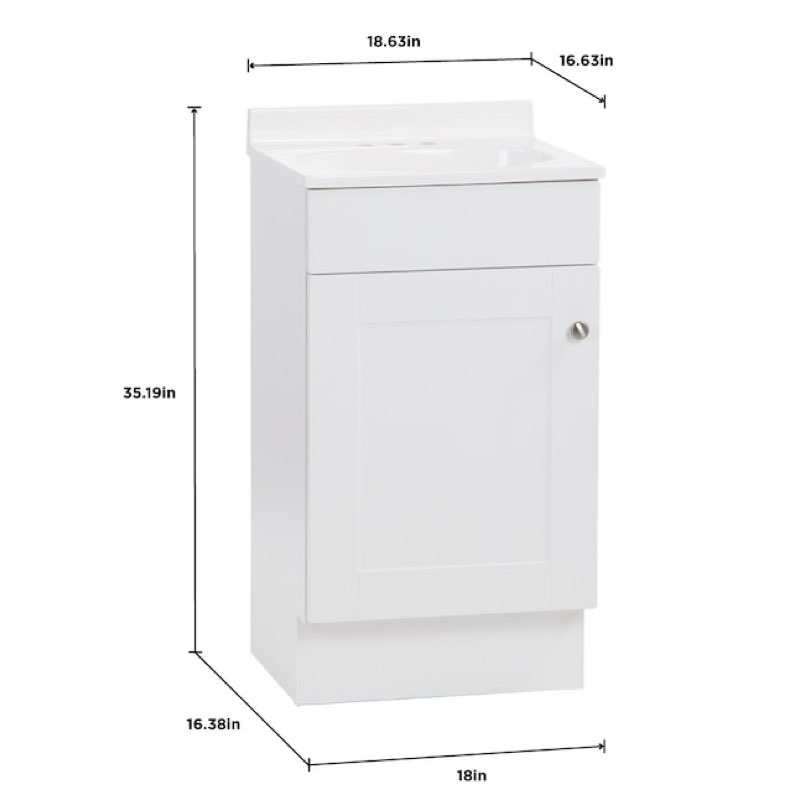  project source dover 18-in true white single sink bathroom vanity with white cultured marble top