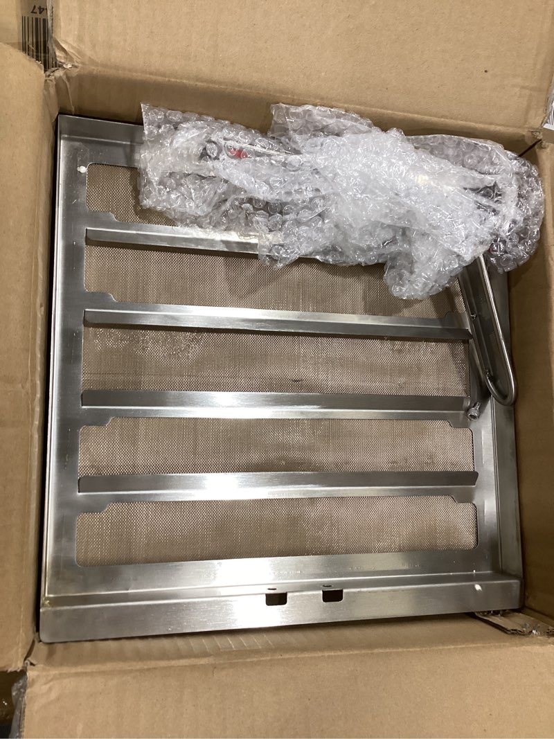 Condition photo showing As Is for commercial tk45 deep fryer filter, 13.5" x 13.5" 304 stainless steel filter screen with thermometer, extend oil life by 40%, 550 micron skimmer fryer strainer for kitchens & restaurants