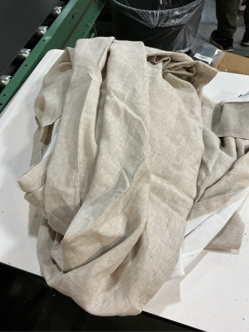 Condition photo showing Good Condition for quince european linen room darkening curtain - single panel flax 96inx 108 in 