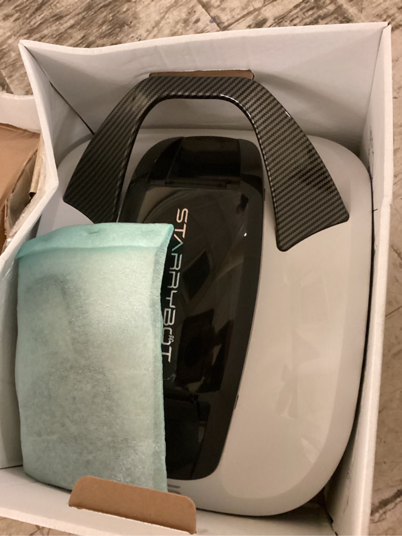 Condition photo showing As Is for cordless robotic pool cleaner, portable swimming robotic pool vacuum self-parking technology,150mins runtime,pool up to 900 sq.ft, ideal for above-ground pools(white)