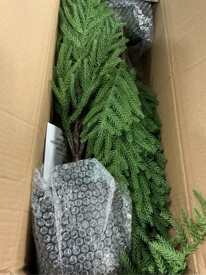 Condition photo showing Good Condition for Norfolk Pine Christmas Tree Real Touch Faux Holiday Tree with Pot, Realistic Indoor Outdoor Decoration for Entryway, Living Room, Office, Apartment (3FT-2Pack)