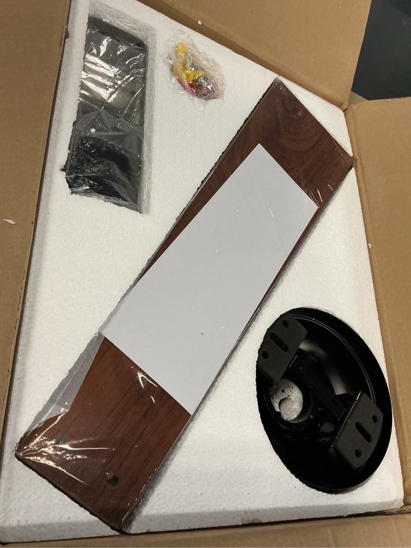 Condition photo showing Good Condition for fanbulous farmhouse ceiling fans with light, 48 inch bedroom ceiling fan with lights, 6-speed adjustable, quiet and reversible dc motor, dual finish 5 blades, rustic caged ceiling fan for living room black and walnut 48 inch
