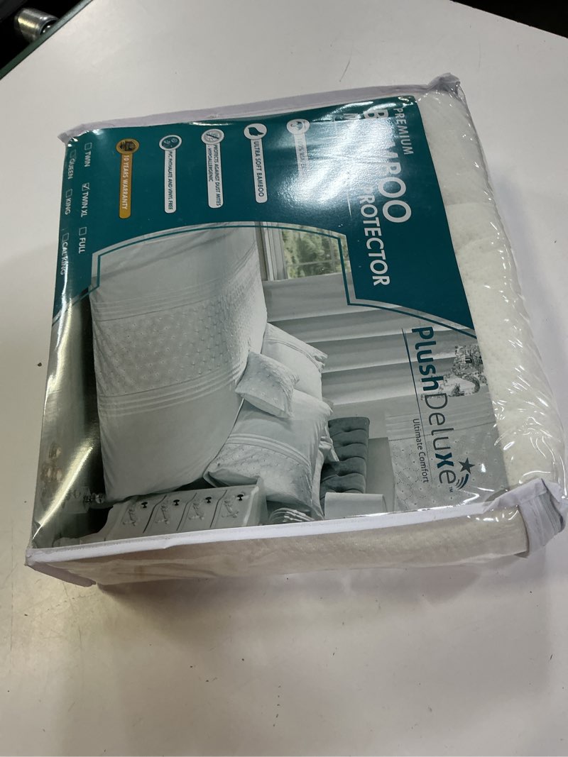 Condition photo showing Good Condition for plushdeluxe premium bamboo mattress protector – twin xl size, waterproof, & ultra soft breathable noiseless washable bed mattress cover for comfort & protection - white