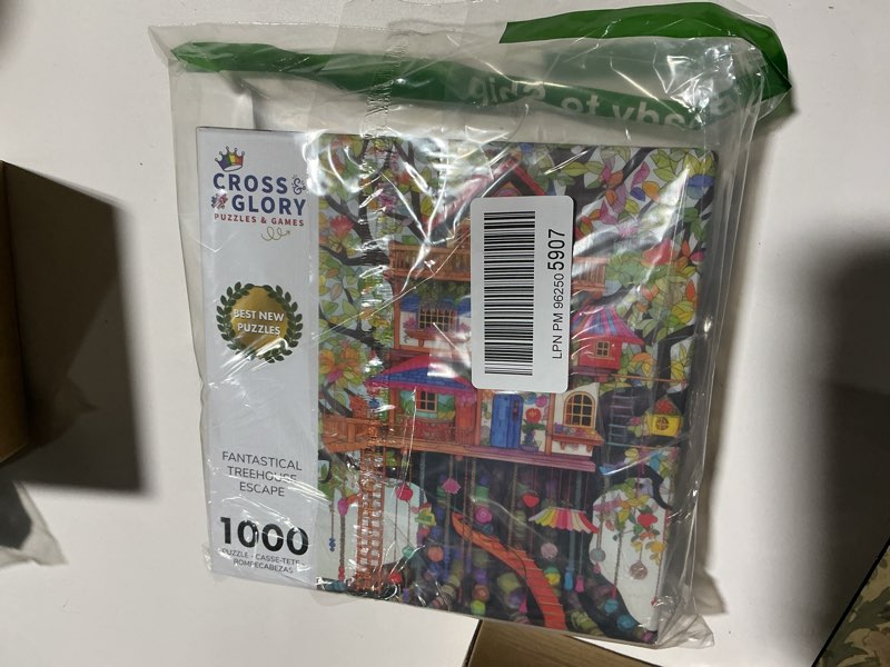 Condition photo showing As Is for Cross & Glory Jigsaw Puzzles 1000 Pieces for Adults | Fantastical Treehouse Escape | Whimsical Art | Whimsical 1000 Piece Puzzle for Adults | Vibrant Treehouse Puzzle | Satin Finish | 20x27 Inches Red – Treehouse Escape