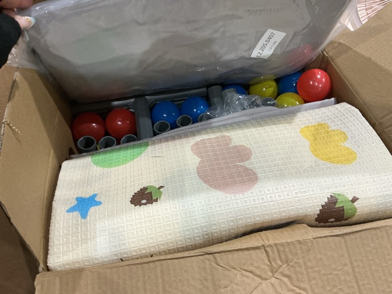 Condition photo showing Good Condition for baby playpen with mat, 50x50 inch playpen with mat waterproof for babies and toddlers play pen playards safety gate fence active center indoor dark grey + mat 50x50 inch