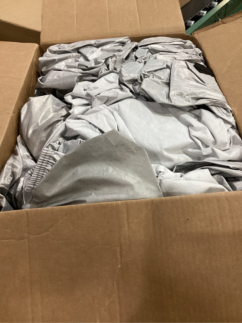 Condition photo showing As Is for layer car cover waterproof all weather - see vehicle size-chart - car covers for automobiles & car snow cover - full exterior covers - winter rain sun suv sedan.  see vehicle size chart