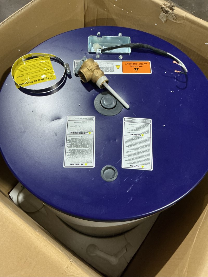 Condition photo showing As Is for thermomate tank water heater electric, 18 gallon small point of use residential hot water heater for washing & shower, 120volt 1500w compact, adjustable thermostat, ul listed