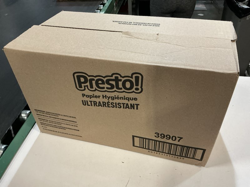Condition photo showing New/Like New for amazon brand - presto! 2-ply ultra-strong toilet paper, 24 mega rolls toilet paper = 120 regular rolls, 308 sheet (pack of 24), unscented