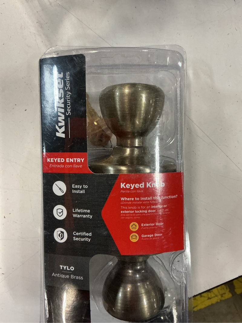 Condition photo showing Good Condition for kwikset tylo antique brass entry door knob 1-3/4 in.