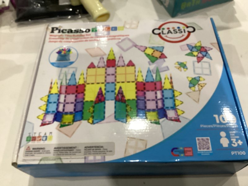 Condition photo showing New/Like New for PicassoTiles 100 Piece Set 100pcs Magnet Building Tiles Clear Magnetic 3D Blocks Construction Playboards, Creativity Beyond Imagination, Inspirational, Recreational, Educational Conventional