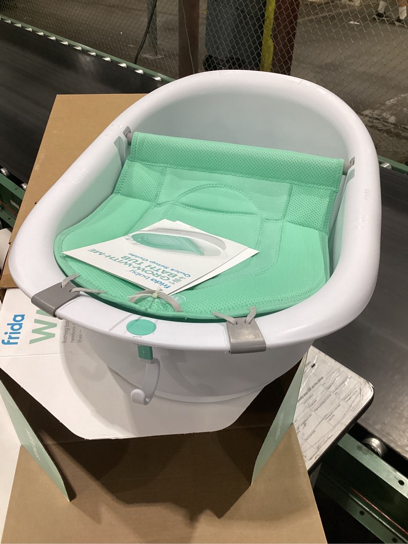 Condition photo showing New/Like New for frida baby 4-in-1 grow-with-me baby bathtub, baby tub for newborns to toddler with removable bath seat & backrest for bath support in tub bath tub