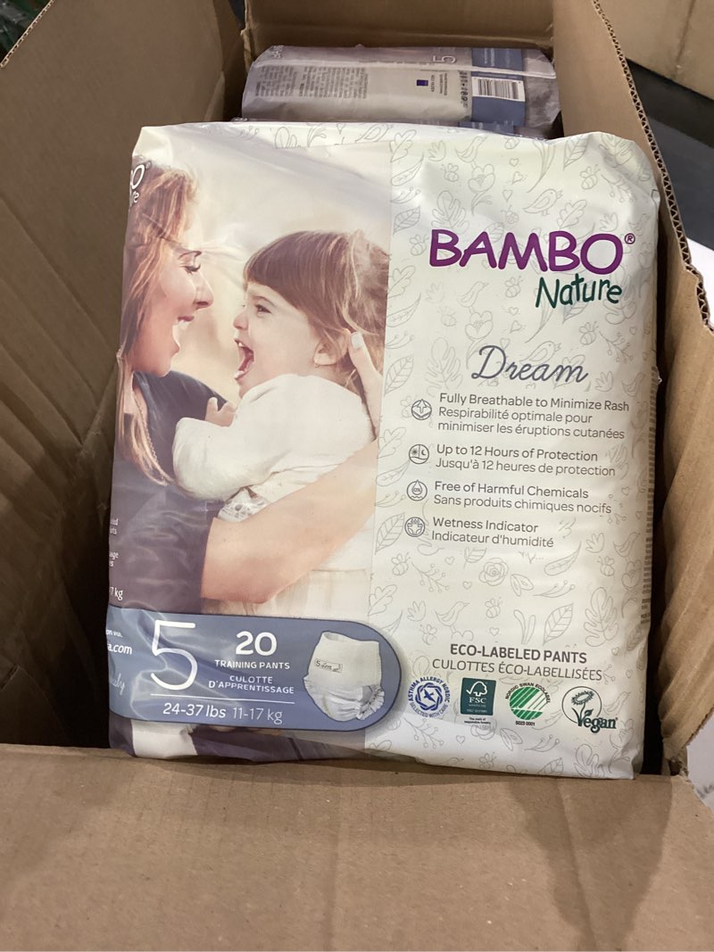 Condition photo showing New/Like New for bambo nature premium training pants (sizes 4 to 6), size 5, 100 count size 5 100