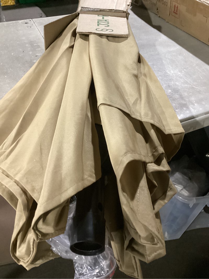 Condition photo showing As Is for sunnyglade 7.5' patio umbrella outdoor table market umbrella with push button tilt/crank, 6 ribs (tan)