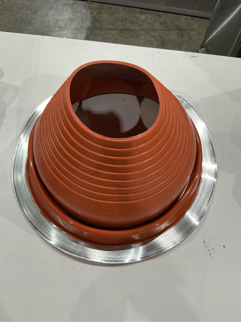 Condition photo showing Good Condition for flashers #6 silicone high temp round flexible roof jack pipe boot metal roofing pipe flashing (pipe od 5" to 9") - 100% made in the usa #6 (fits pipe od 5” – 9”)