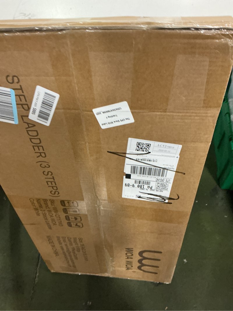 Condition photo showing New/Like New for WOA WOA 3 Step Ladder, Foldable Step Stool, Aluminum Lightweight Ladder for Home Kitchen Closet, Anti-Slip Pedals, Ease of Folding, Portable, 300lbs Capacity - White 3 Step White