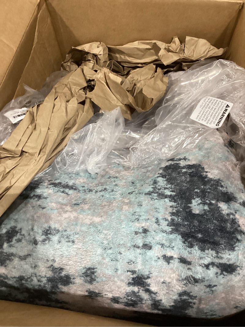 Condition photo showing New/Like New for Washable Area Rugs 8'x10' Non-Slip Modern Abstract Soft for Living Room Entryway Bedroom Nursery, Print Pattern, Blue Black Teal Black/Teal Blue 8' x 10' (Rectangular)