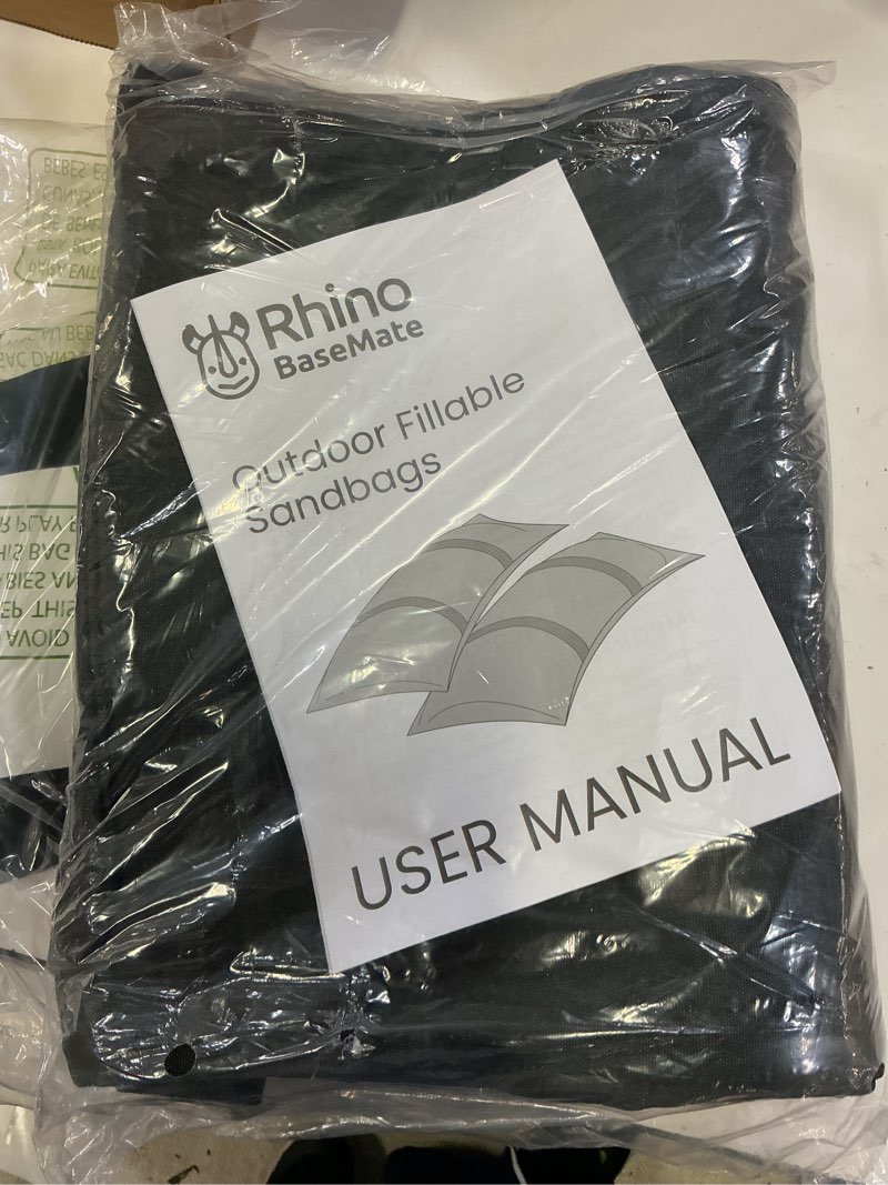 Condition photo showing Good Condition for rhino basemate umbrella base weights 4-pack – fillable sand bags for umbrella base & patio stand | durable weatherproof sandbag weights for outdoor umbrellas, arched design, holds up to 49 lbs each 4 pack
