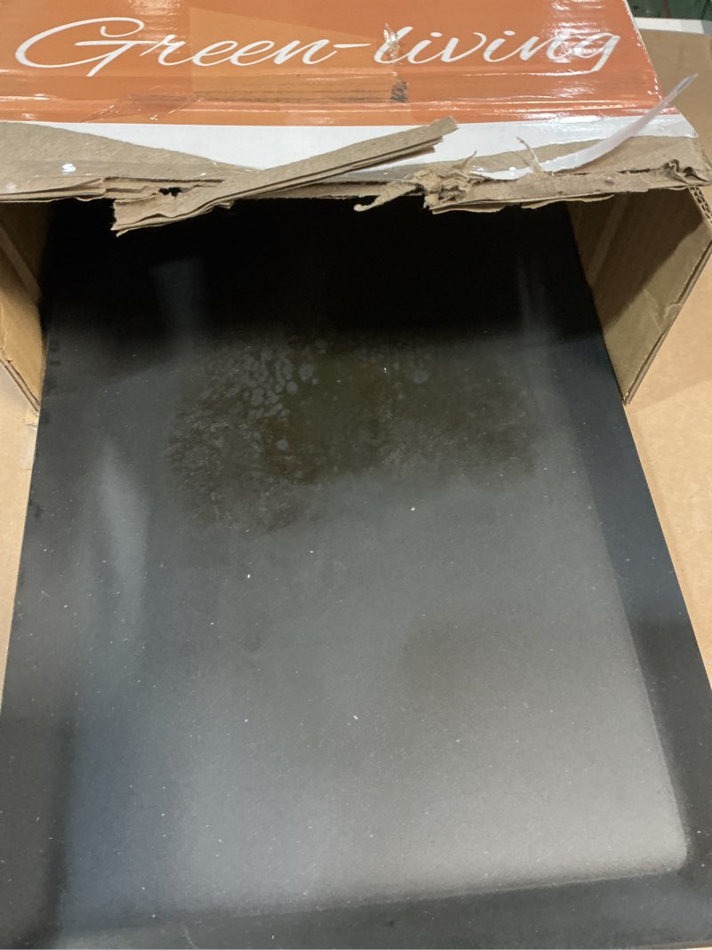 Condition photo showing As Is for Carbon Steel Griddle Comes with Grill Press, Double Burner Griddle for Gas Stove, Electric Range, Outdoor Gas Grill, Induction, and Oven, Pre-seasoned Nitride Coating Compatible with Made in