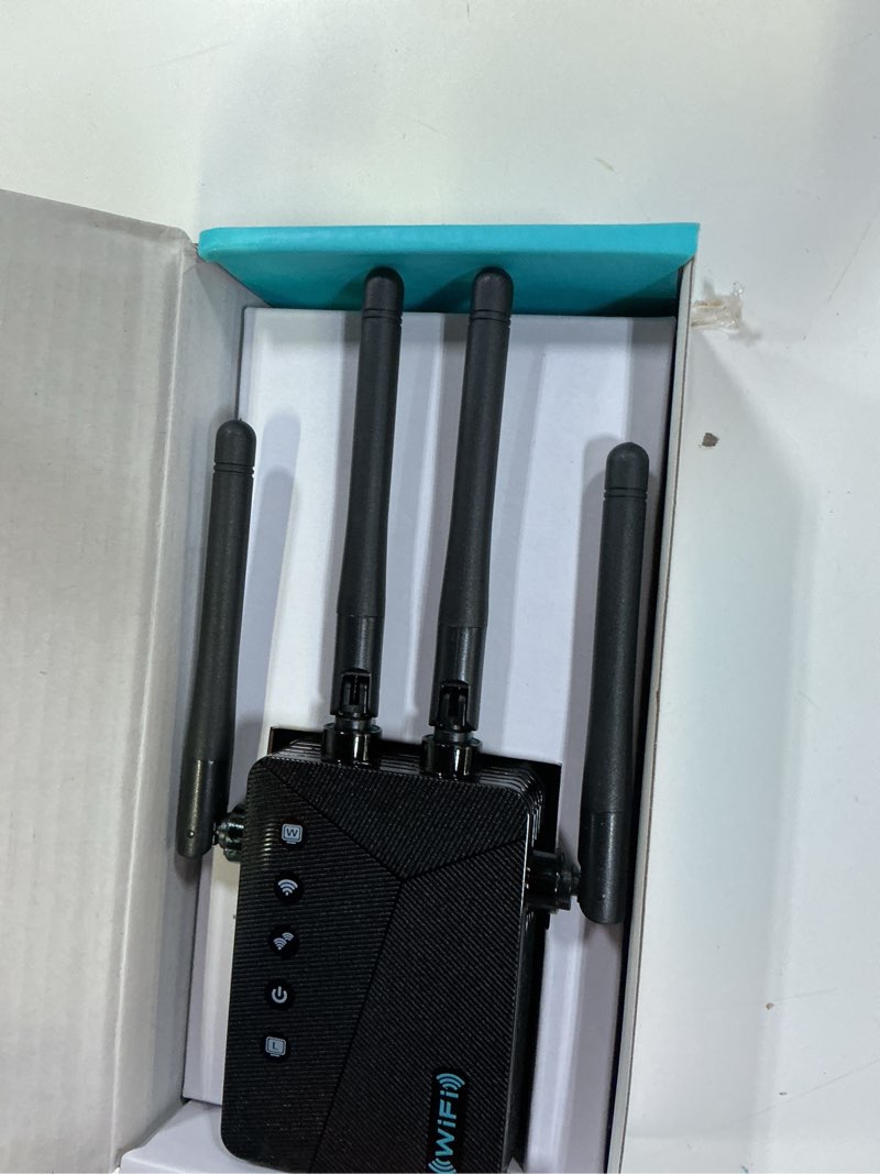 Condition photo showing Good Condition for 2026 wifi extender signal booster for home & outdoor - 5x faster internet booster with ethernet port, covers 15,000+ sq.ft house & yard | long range wireless repeater amplifier, works with any router black